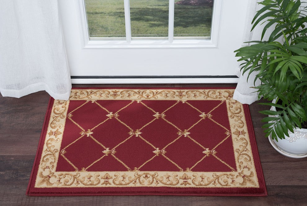 Orleans Traditional Border Area Rug, Red, 2' X 3'