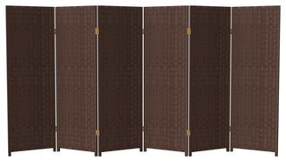 4' Tall Woven Fiber Room Divider, Dark Mocha, 6 Panel