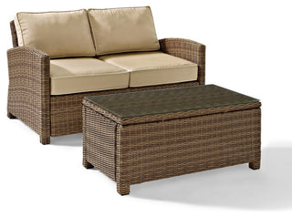 Bradenton 2-Piece Outdoor Wicker Seating Set With Cushions, Sand