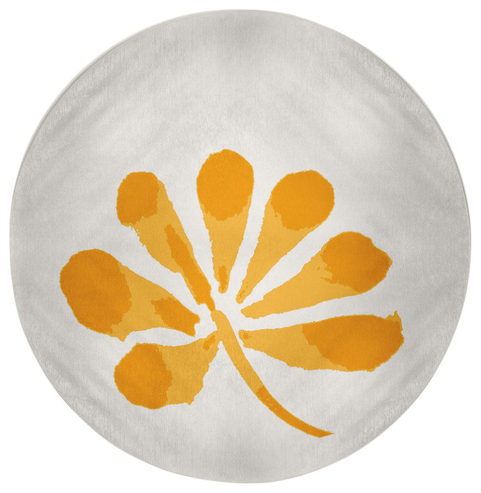 Petals Spring Chenille Rug, Yellow, 5' Round