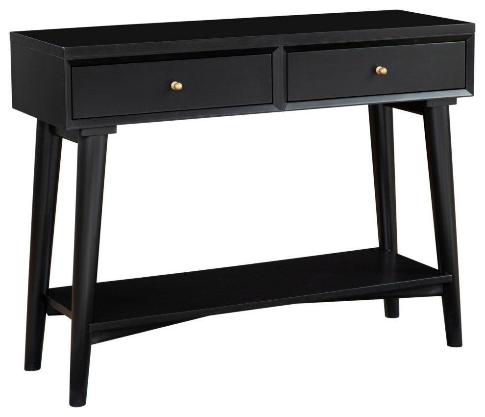 Benzara BM261881 Console Table With 2 Drawers and Angled Legs, Black