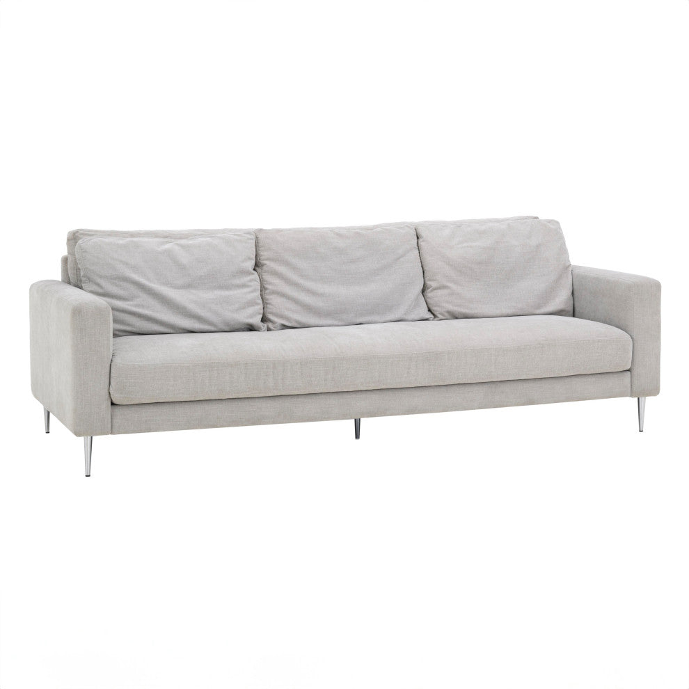 Vari Textured Velvet Lounge Sofa, Light Grey