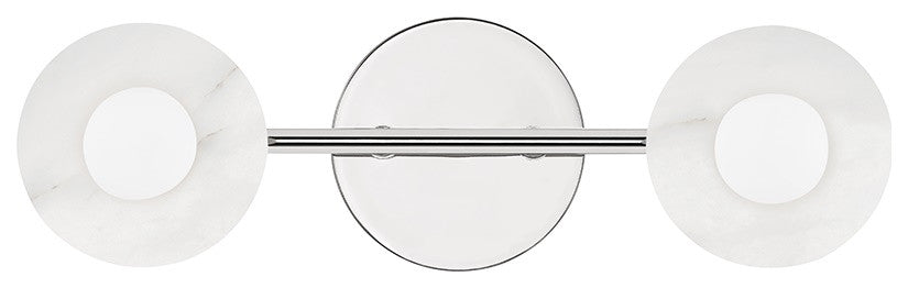 Elmont 2-Light Bath Bracket, Polished Nickel, Alabaster Shade