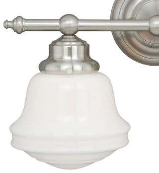 Huntley 2-Light Vanity Milk Glass Satin Nickel