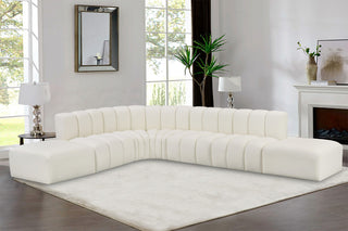 Arc Vegan Leather Upholstered 7-Pc. L-Shaped Modular Sectional, Cream
