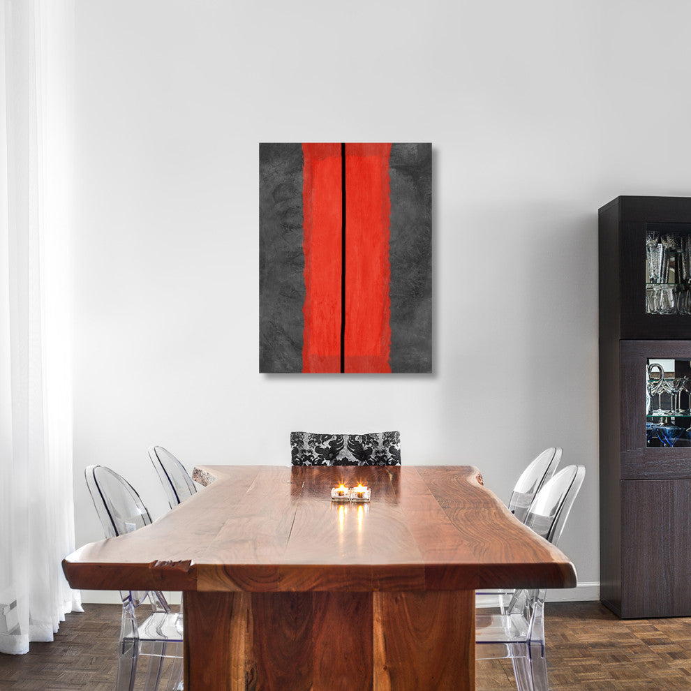 "Grey And Red Abstract 5" Fine Art Print