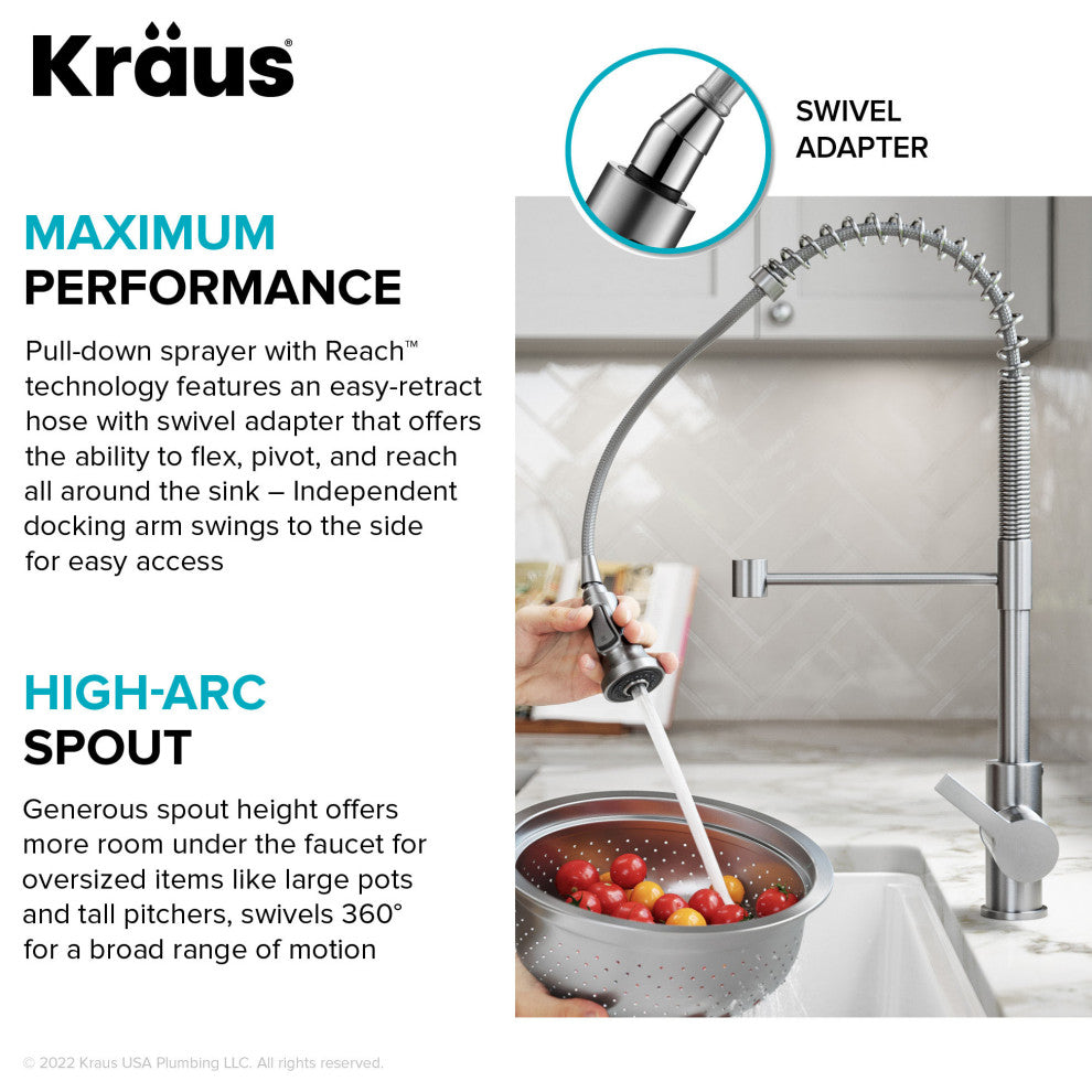 Britt Commercial Style 3-Function Pull-Down 1-Handle 1-Hole Kitchen Faucet, Spot Free Antique Champagne Bronze (Touchless Ksf-1691sfacb)