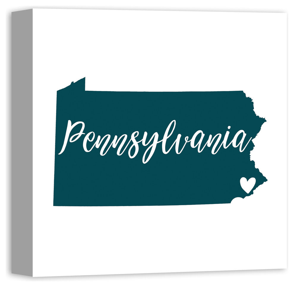 Teal and White Pennsylvania Pride 16x16 Canvas Wall Art