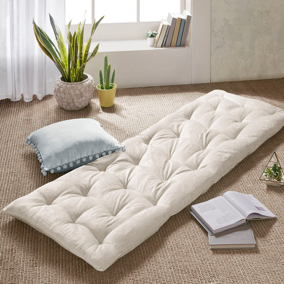 Intelligent Design Edelia Lounge Floor Pillow Cushion, Aqua Blue, Ivory