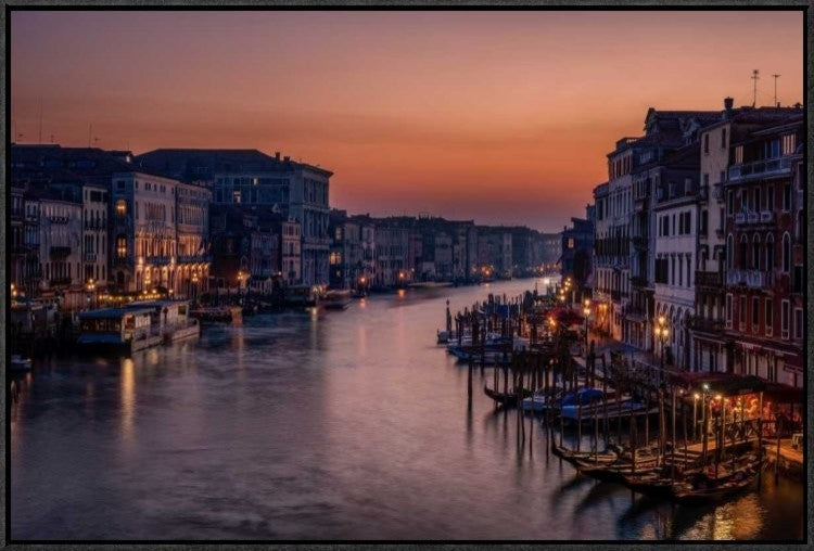 "Venice Grand Canal At Sunset" Framed Canvas Giclee by Karen Deakin, 31x21"