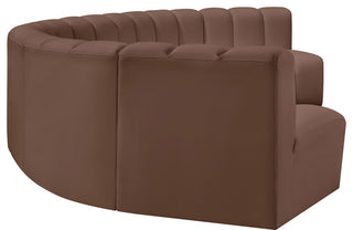 Arc Vegan Leather Upholstered 7-Pc. U-Shaped Modular Sectional, Brown