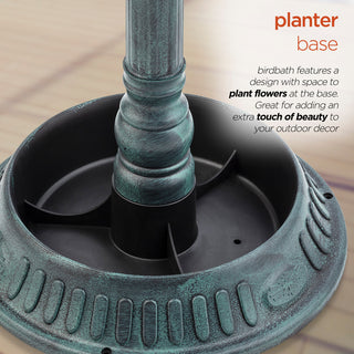 25" Tall Outdoor Birdbath with Planter Yard Statue