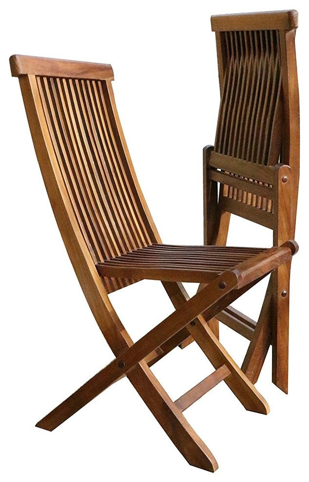 Alateak Wood Indoor Outdoor Patio Garden Yard Folding Standable 2 Chair Set