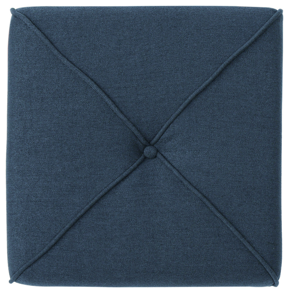 GDF Studio Tammy Fabric Square Ottoman, Navy Blue