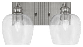 Edge 2-Light Bath Bar, Brushed Nickel Finish, 6" Clear Bubble Glass