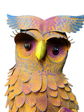 Metal Flying Big Owl Rustic Rocker Garden Stake Outdoor Yard Sculpture