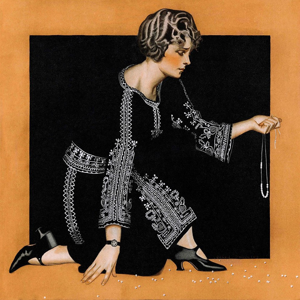 "Broken Pearl Necklace" Painting Print on Wrapped Canvas