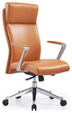 Adjustable Ergonomic Draper Leather Executive Chair With Aluminum Frame, Orange