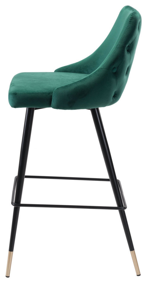 Bar Stool Chair Barstool, Steel Metal, Fabric, Green, Black, Gold, Cafe Bistro