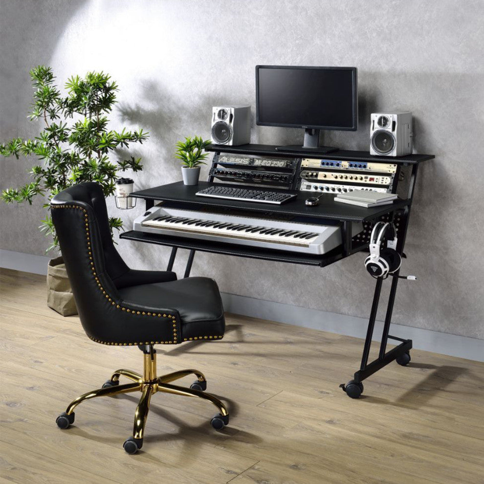 Rectangular Music Desk With Wheels, Black