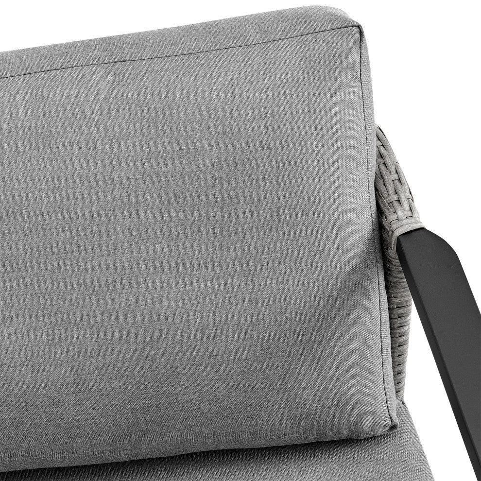 Aileen Patio 4-Piece Lounge Set, Aluminum and Wicker With Gray Cushions