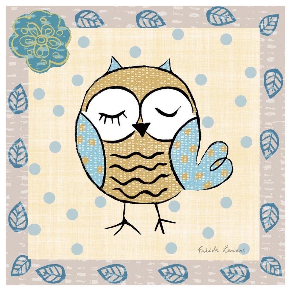 "Whimsy Owls IV" Digital Paper Print by Farida Zaman, 26"x26"