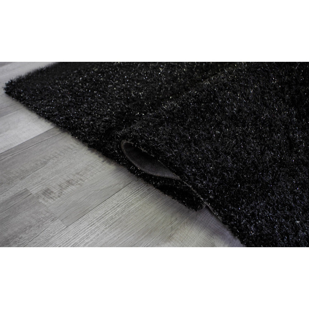8" x 10" Black Textured Modern Area Rug