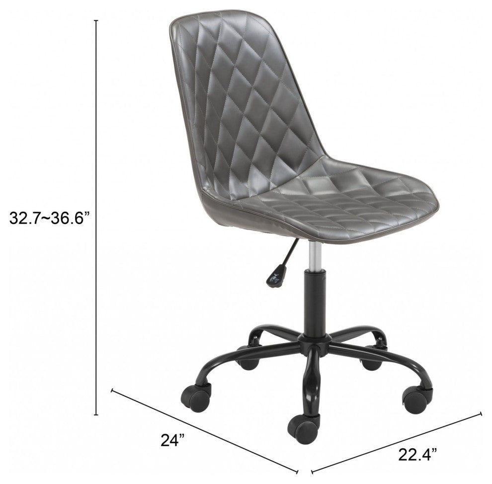 Gray Stylized Faux Leather Office Chair