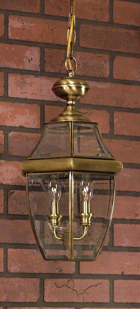 Quoizel NY1179A Three Light Outdoor Hanging Lantern Newbury Antique Brass