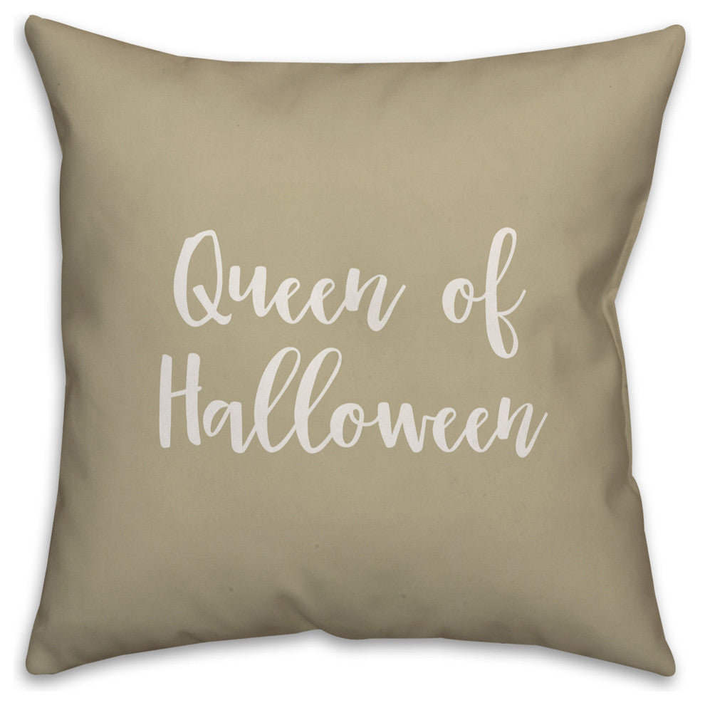 Queen Of Halloween in Beige 18x18 Throw Pillow