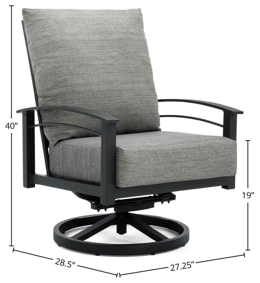 Stanford Cushion High Back Swivel Rocker Lounge Chair, Textured Pewter