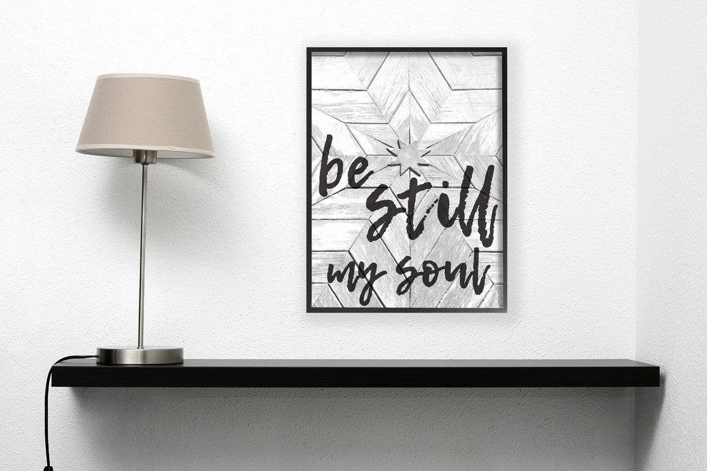 'Be Still My Soul Star Typography', Framed Giclee, 16"x1.5"x20"