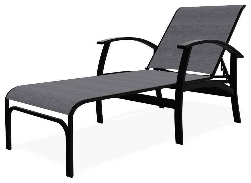Belle Isle Sling 4-Position Outdoor Chaise Lounge, Augustine Pewter/Black