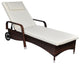 vidaXL Patio Lounge Chair Sunlounger with Cushion and Wheels Poly Rattan Brown