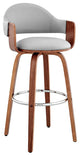 Daxton 26" Gray Faux Leather and Walnut Wood Bar Stool