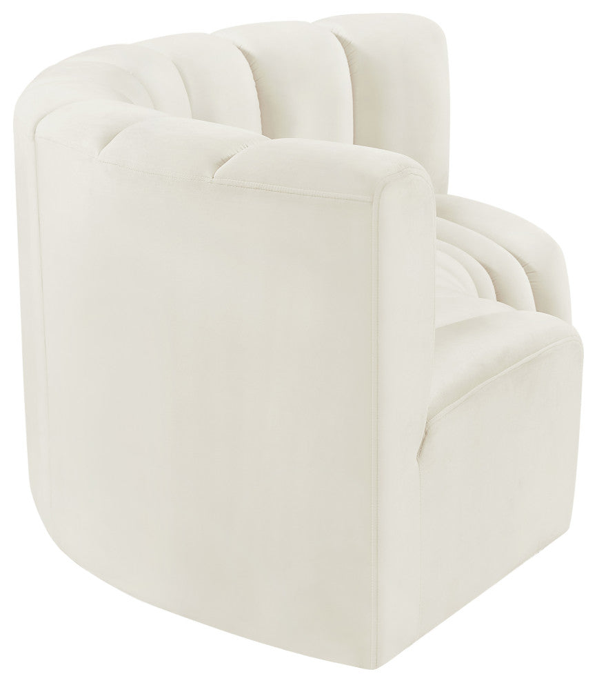 Arc Velvet Upholstered 3-Pc. Inward Curved Modular Sectional, Cream