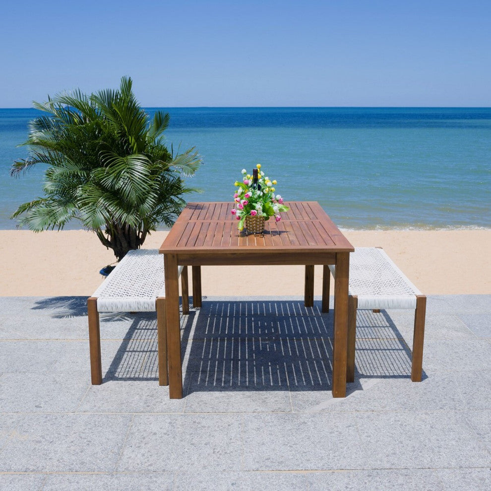 Safavieh Aquina Dining Set, Natural/White