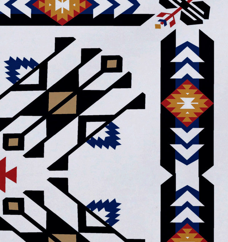 18"x14" Jodhpur Border 4, Geometric Print Placemat, Navy Blue, Set of 4