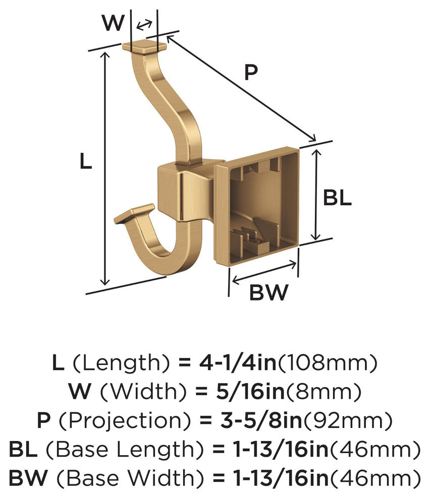Mulholland Traditional Single Robe Hook, Champagne Bronze
