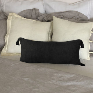 Ox Bay Handwoven Black Solid Organic Cotton Pillow Cover, 14"x36"