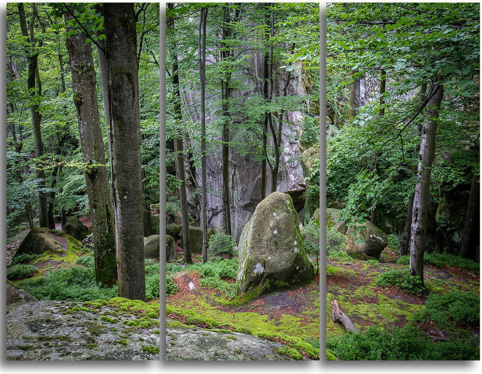 "Dense Moss Forest in Green" Metal Wall Art, 3 Panels, 36"x28"