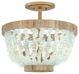 Fredrick Ramond Dune Medium Semi-Flush Mount, Burnished Gold With Blue Sea Glass