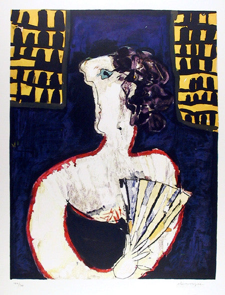 Slavko Kopac "Woman With Fan" Lithograph