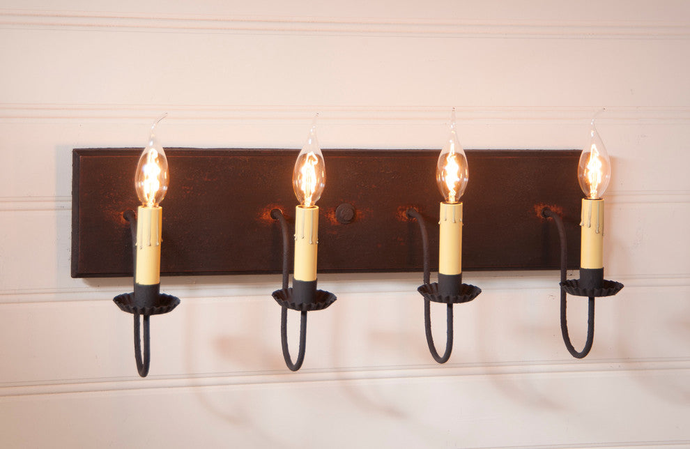 4 Arm Vanity Light, Hartford Black Over Red