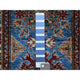 Blue Pure Wool Hand Knotted Geometric Caucasian Super Kazak Mat Rug, 2'1"x2'10"