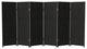 4' Tall Woven Fiber Room Divider, Black, 6 Panel