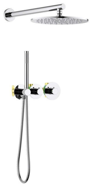 Circular 2 Function Thermostatic Shower System, Rough, Valve, Chrome
