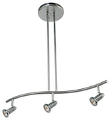 Cobra, 3 Light Spotlight Pendant, Halogen, Brushed Steel Finish With Shade