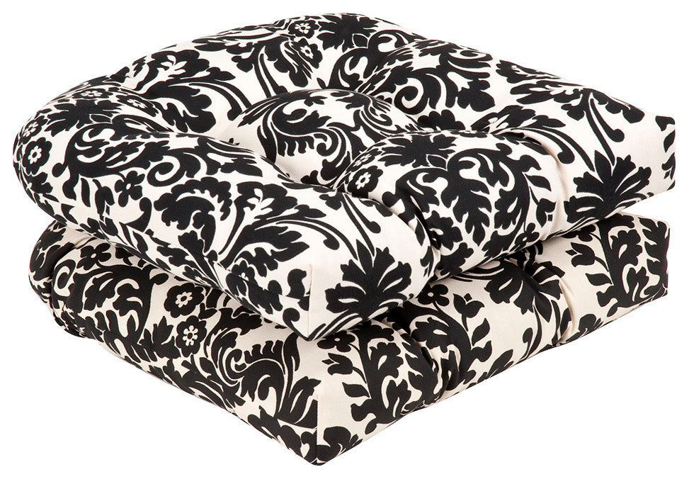 Essence Black Beige Wicker Seat Cushion, Set of 2