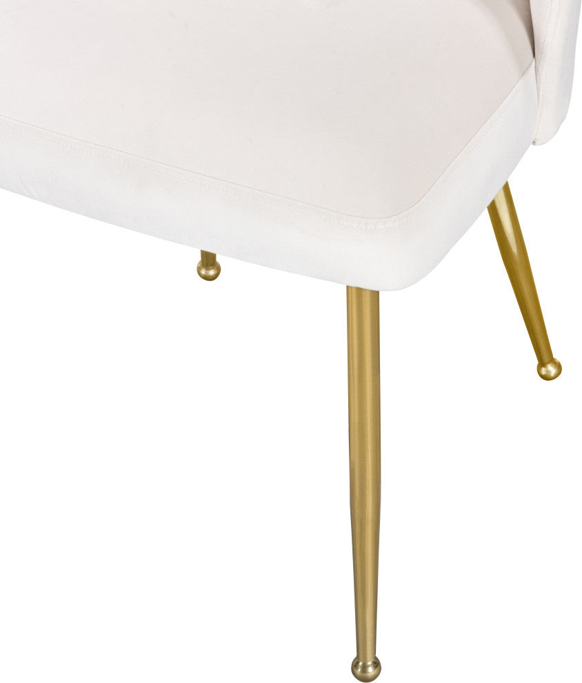 Logan Velvet Dining Chairs With Brushed Gold Legs (Set of 2), Cream